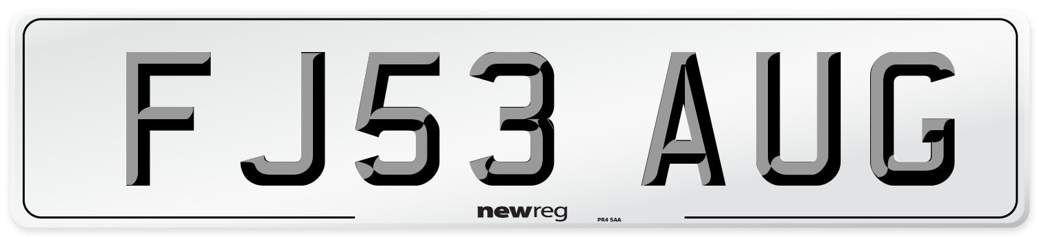 FJ53 AUG Number Plate from New Reg